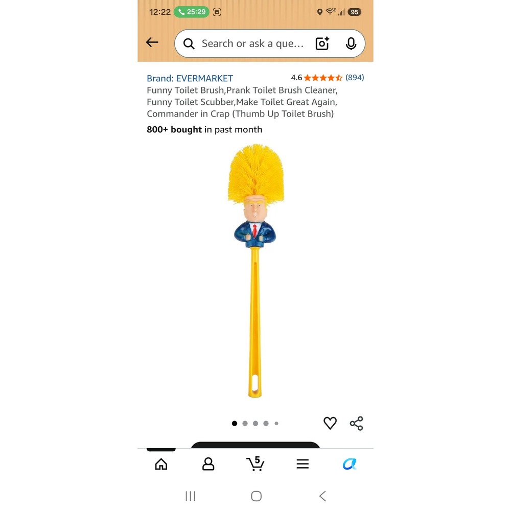 EVERMARKET Funny Donald Trump Toilet Brush Novelty Gag Gift Prank 14in Yellow